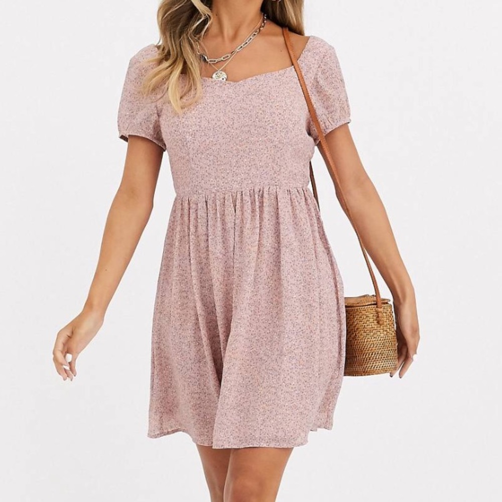 Pink Daisy Street Mini Smock Dress